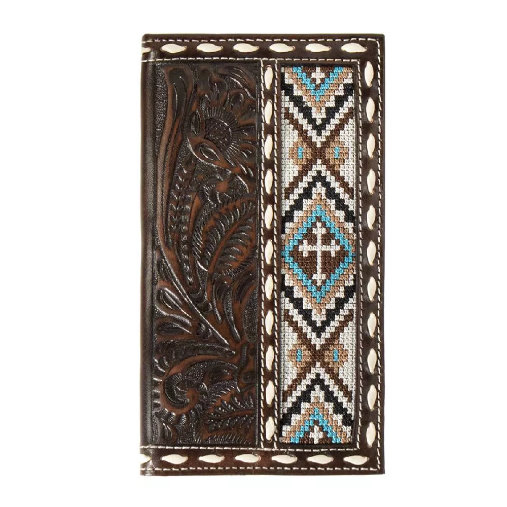 Nocona Cross Embroidered Inlay Rodeo Wallet