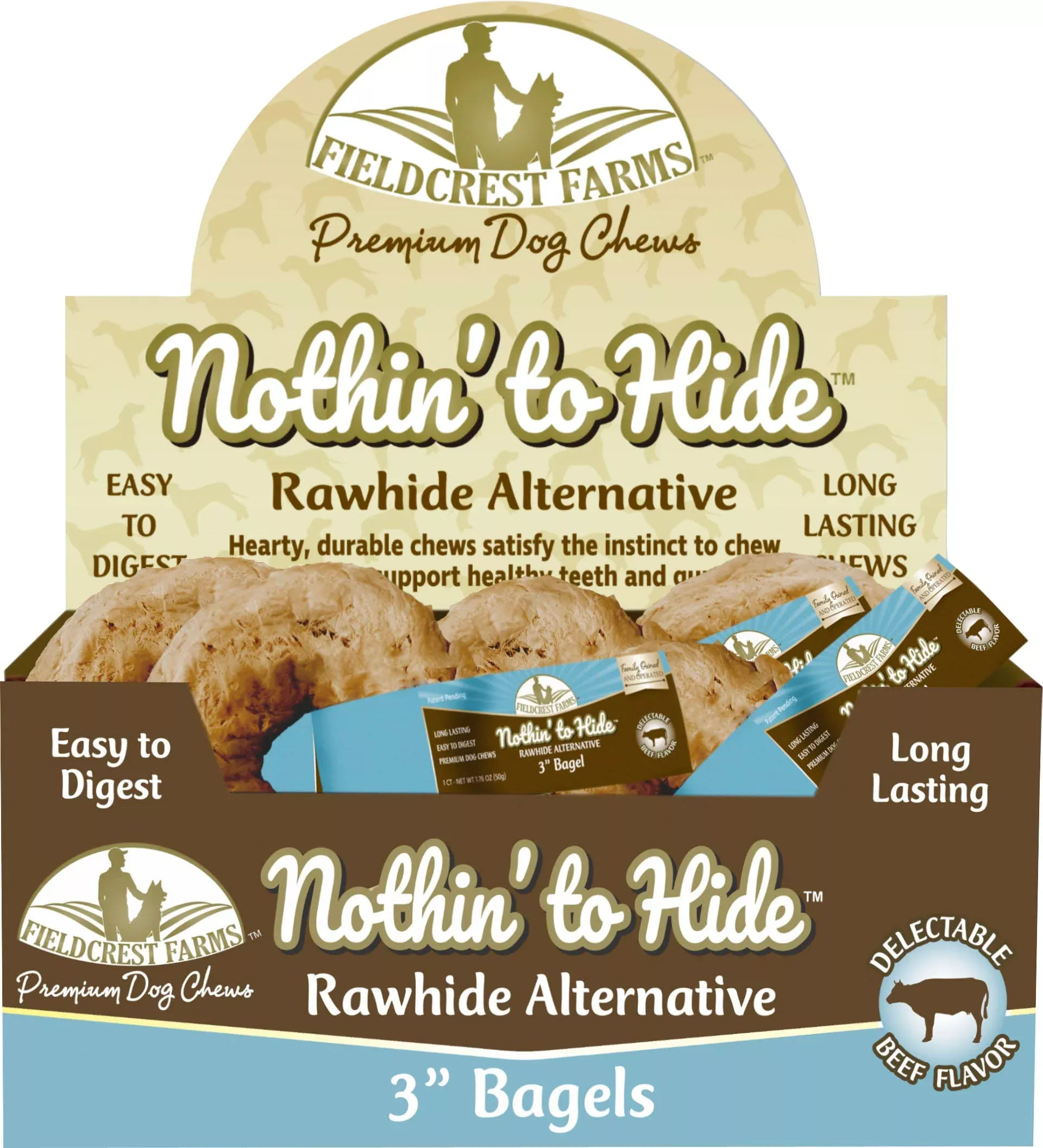 Nothin' to Hide Rawhide Alternative Bagels 3 in Beef