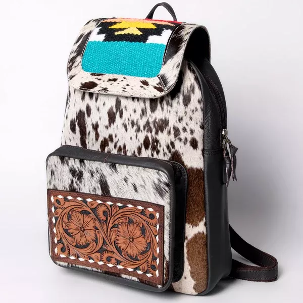 OHLAY Clutch Hand Tooled Hair on Genuine Leather Western Women Bag Handbag Purse