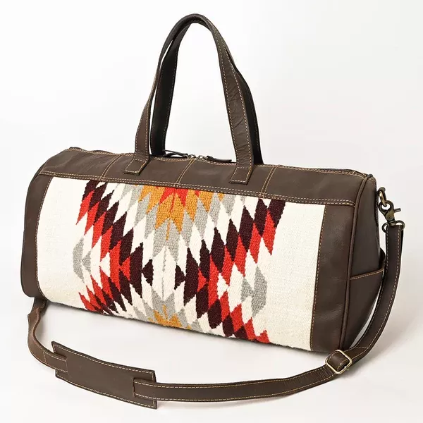 OHLAY Duffel Upcycled Wool Genuine Leather Women Bag Western Handbag Purse