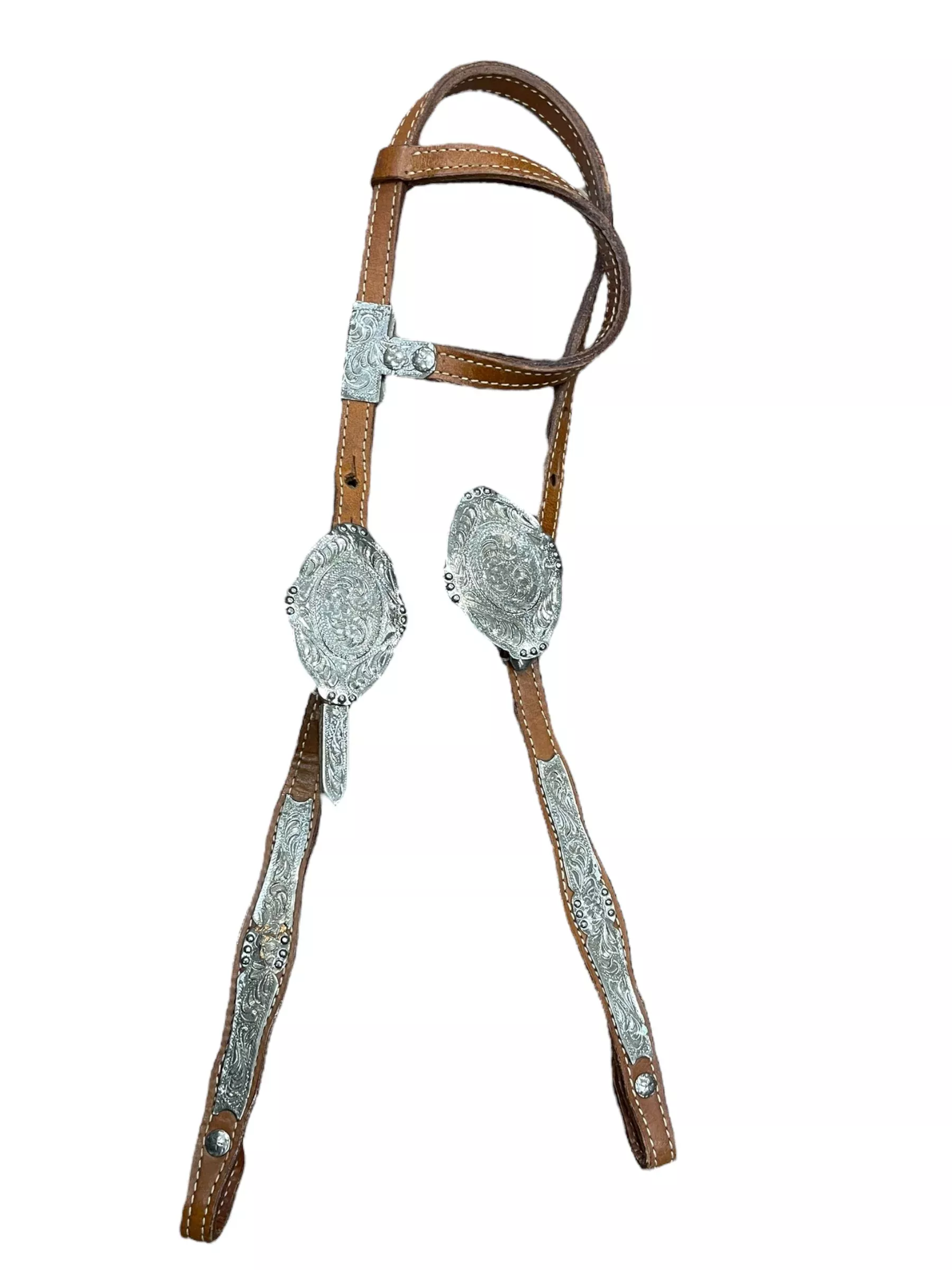 One Ear Head Stall - Brown/Silver - Approx F/S - USED