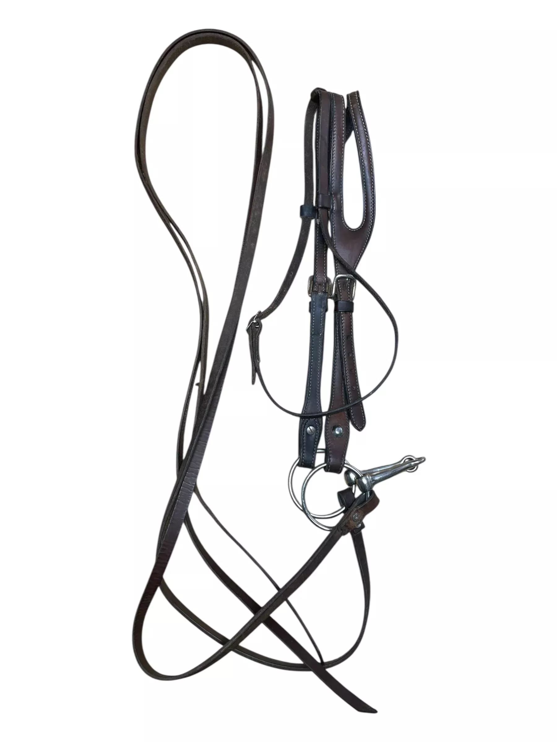 One Ear Headstall W/ Split Reins + Bit - Brown - Approx 5 1/4" - USED