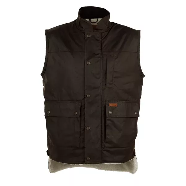 Outback Trading Mens Flemington Oilskin Vest | Brown