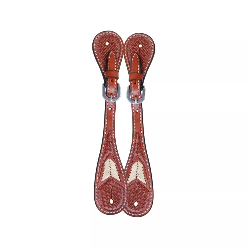 Oxbow Basket Stamped Rawhide Spur Straps