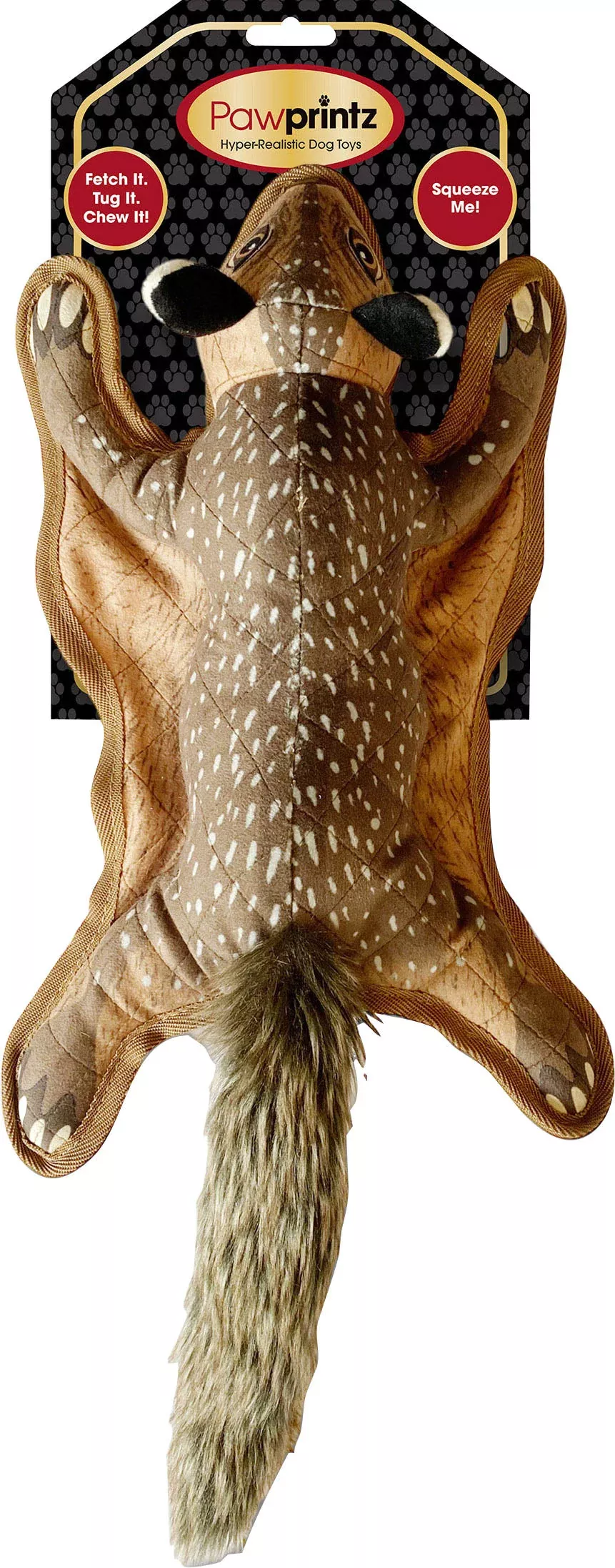 PawPrintz Squirrel Plush Dog Toy