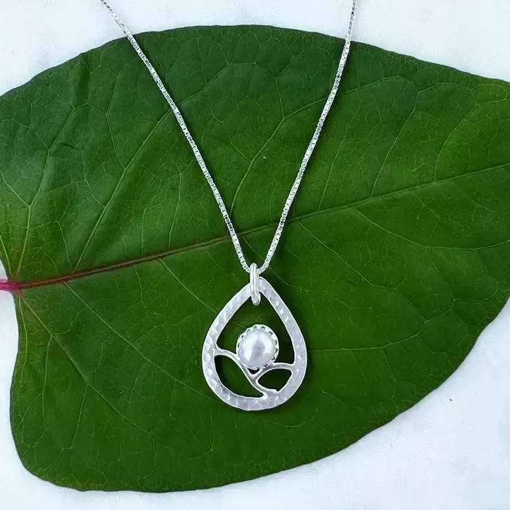 Pearl On a Branch Necklace - Sterling Silver, Indonesia