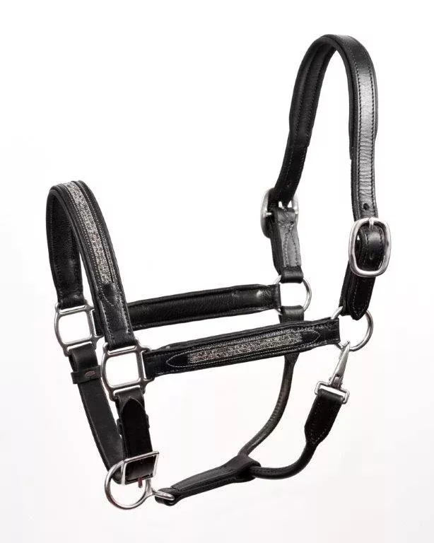 Perri's Bling Padded Leather Halter - Silver