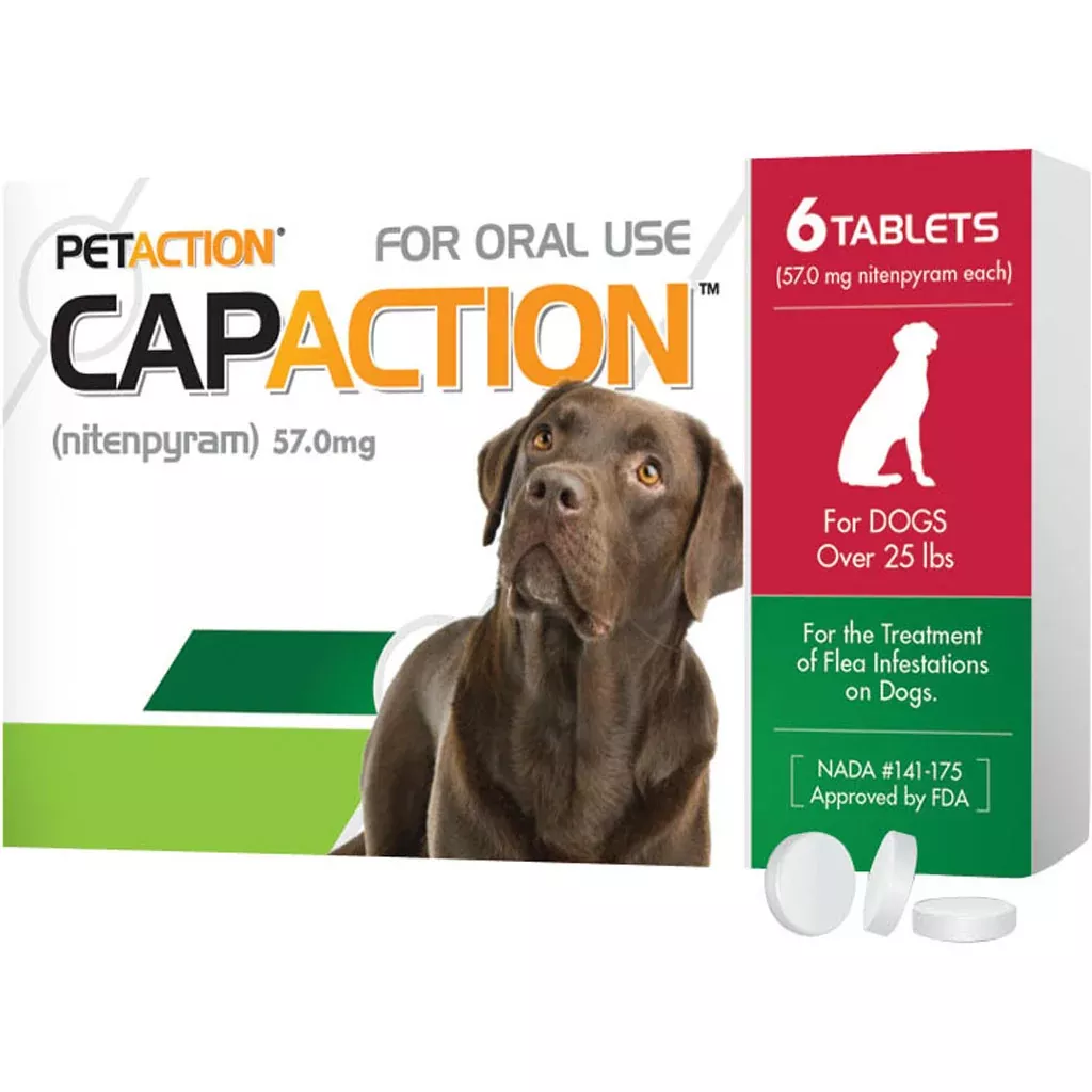 PetAction CapAction Flea Tablets for Dogs Over 25 lb, 6 Pack