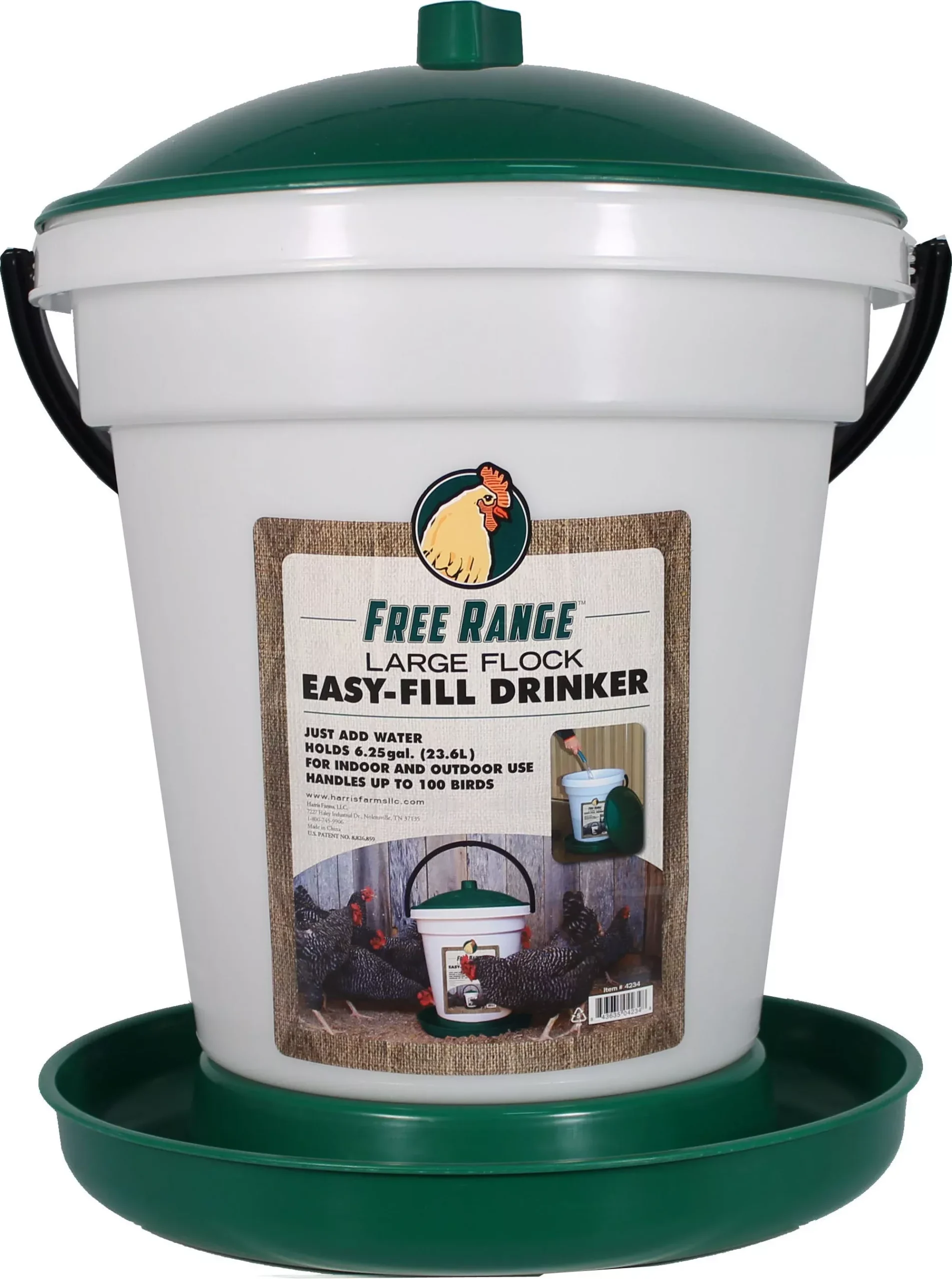 Plastic Easy Fill Poultry Drinker 6.25 GAL Green