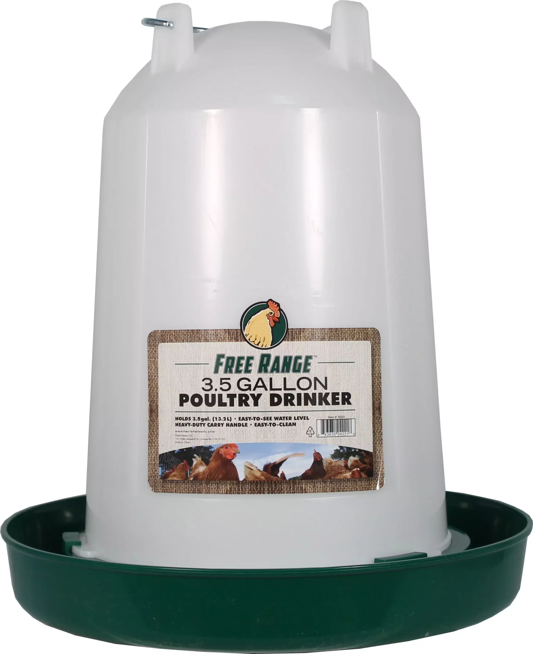 Plastic Poultry Drinker 3.5 GAL Green/white