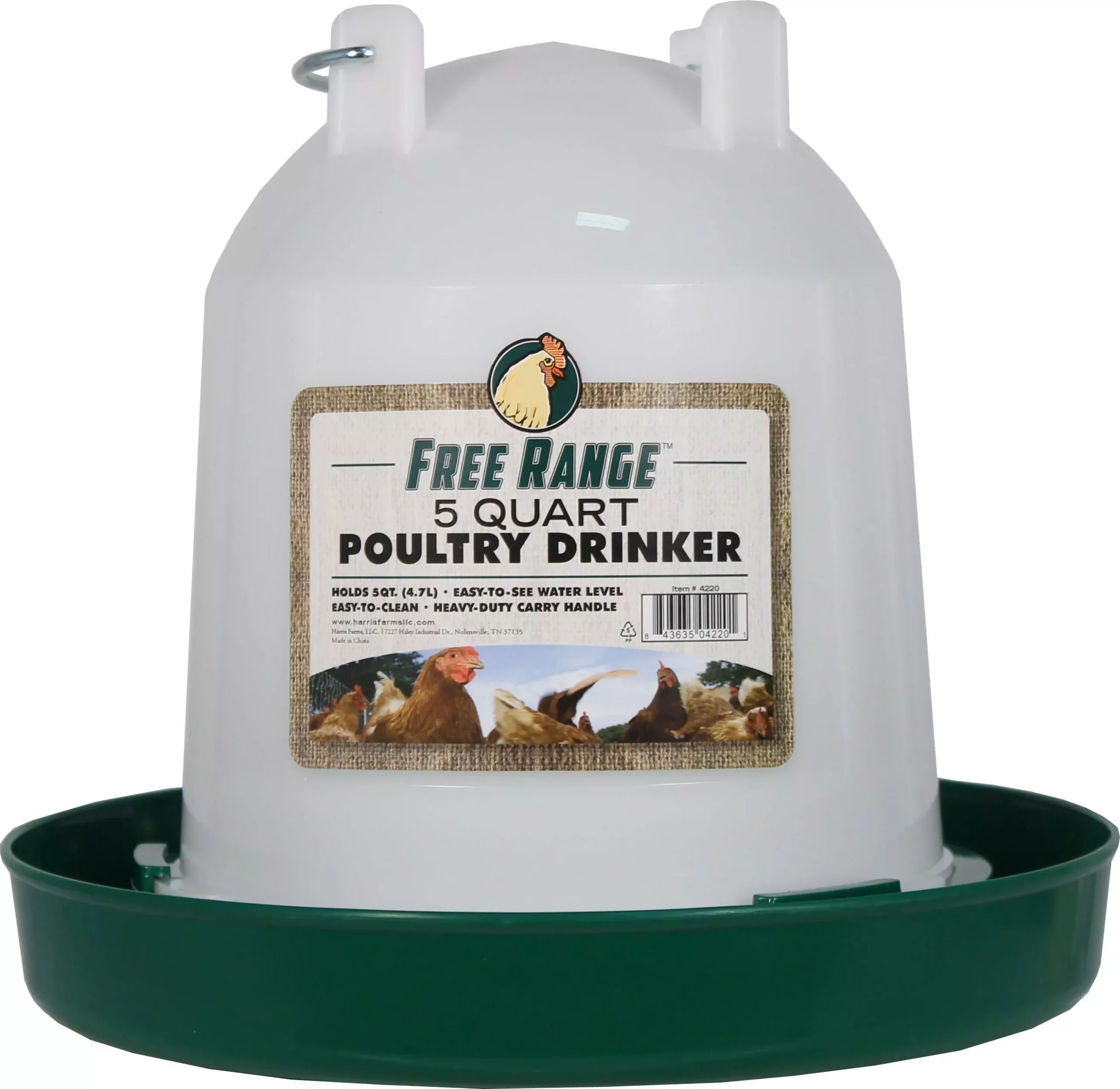 Plastic Poultry Drinker 5 QT Green/white