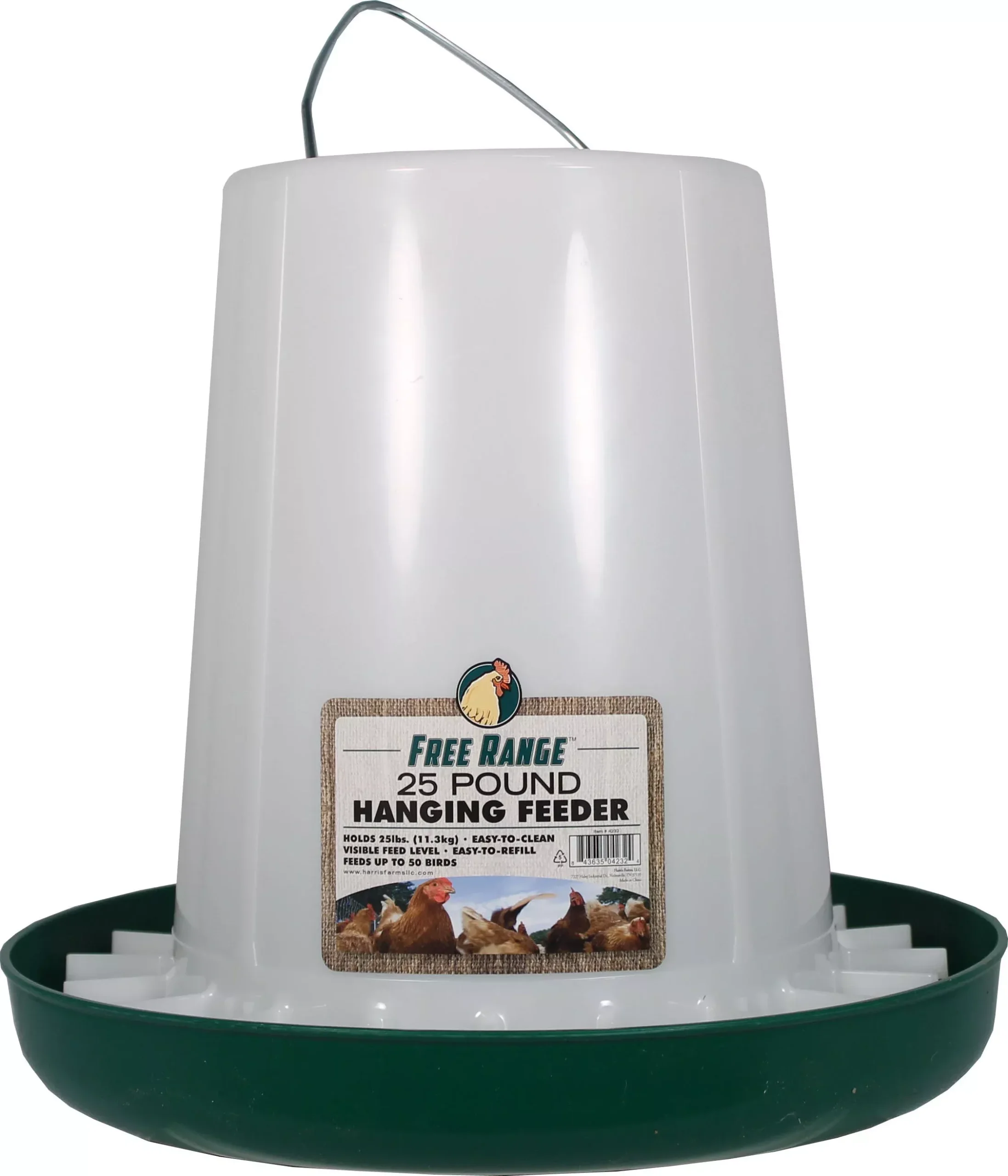 Plastic Poultry Hanging Feeder 25 LB Green/white