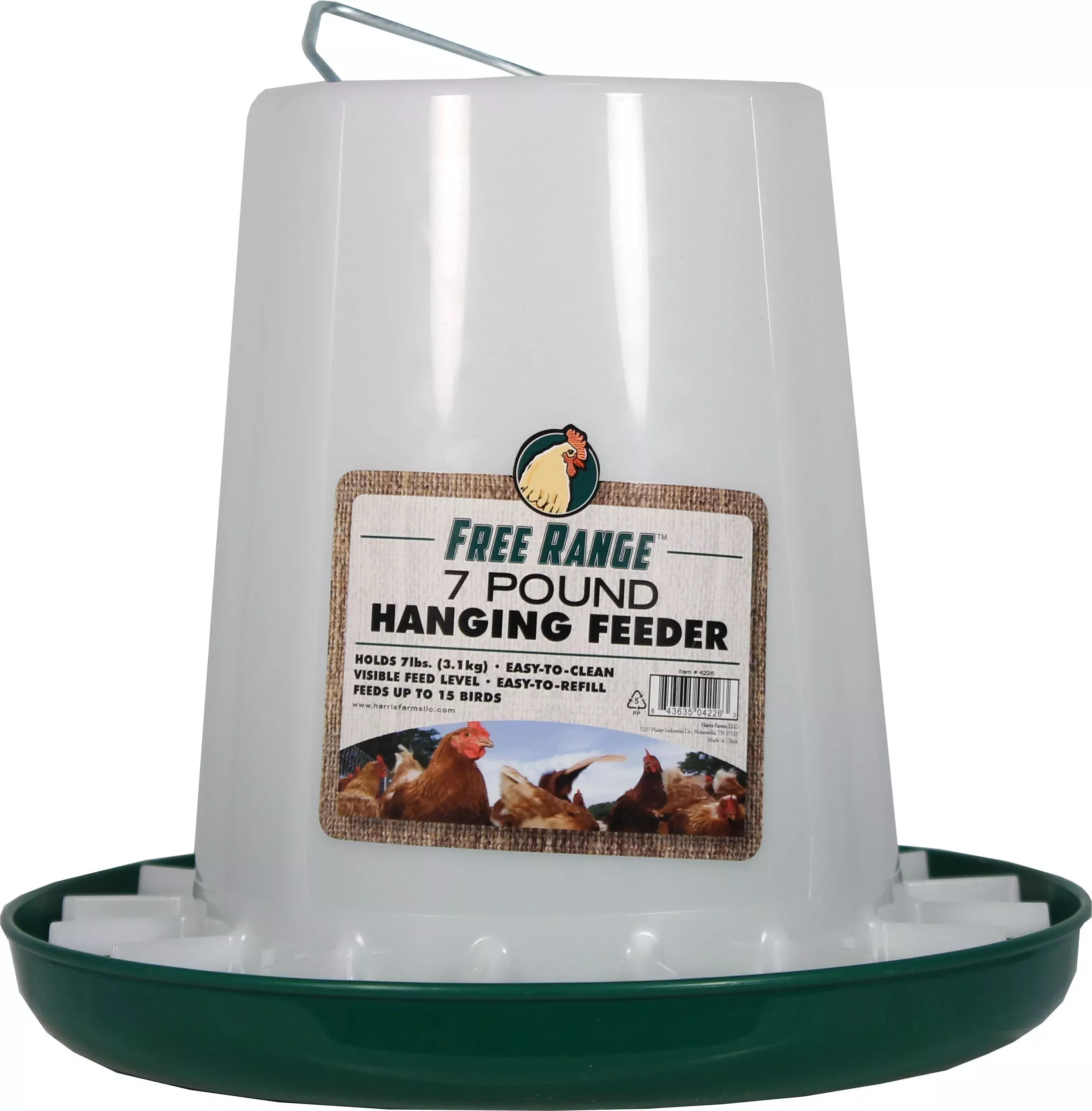 Plastic Poultry Hanging Feeder 7 LB Green/white