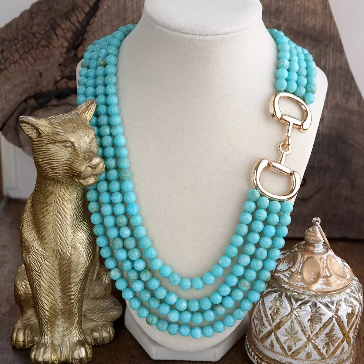 Polished Rider – Multi-Strand Acrylic Bead Horse Bit Necklace