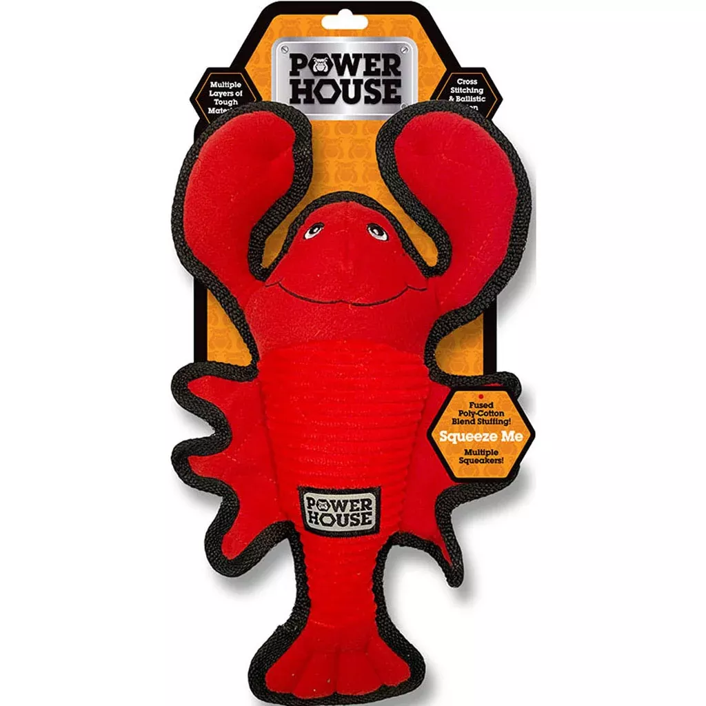 Power House Lobster Plush Dog Toy