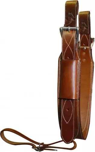 Premium leather heavy duty 3" wide leather back cinch with roller buckles