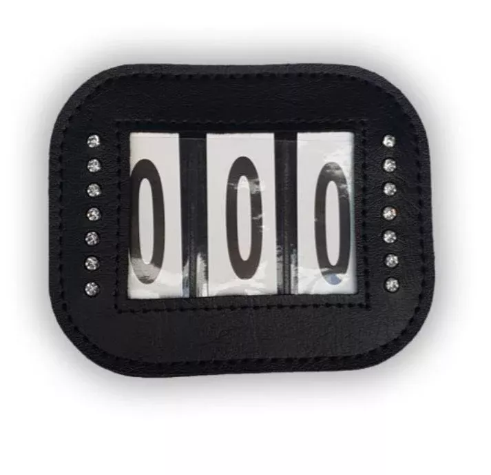 PU Leather Three Number Holders with Velcro and Pin
