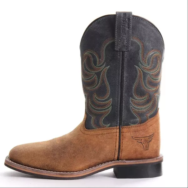 Pure Western Childrens Boots | Cole | Distressed Rust / Navy