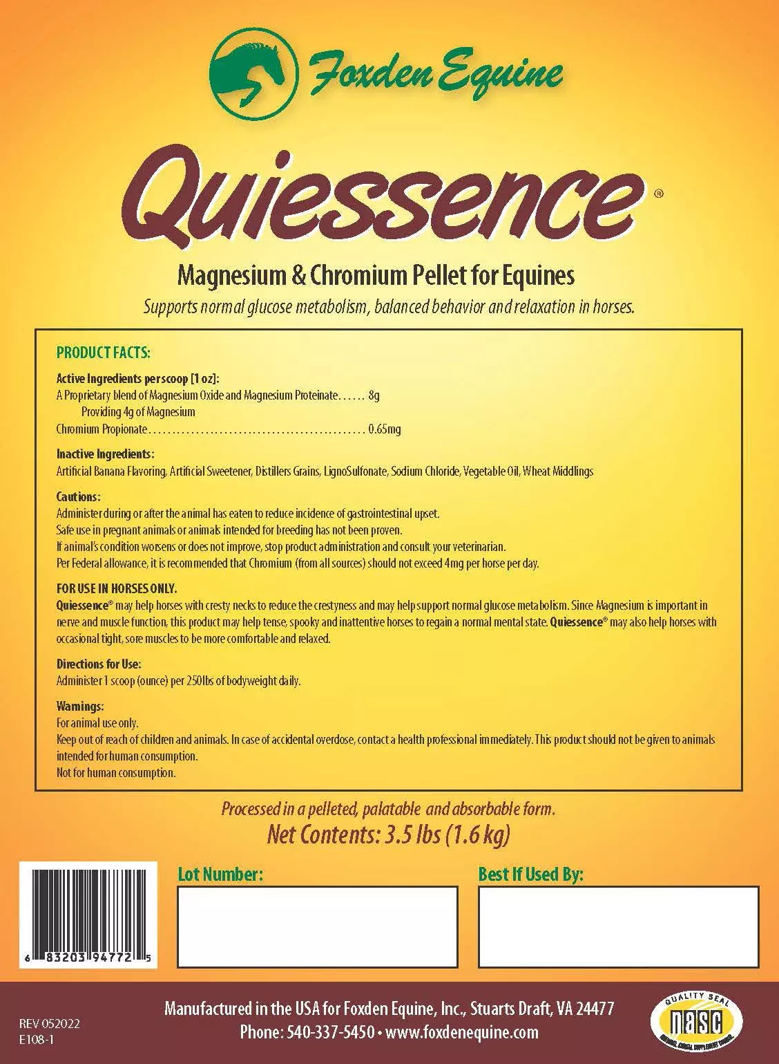 Quiessence Magnesium & Chromium Pellets, 3.5 lb