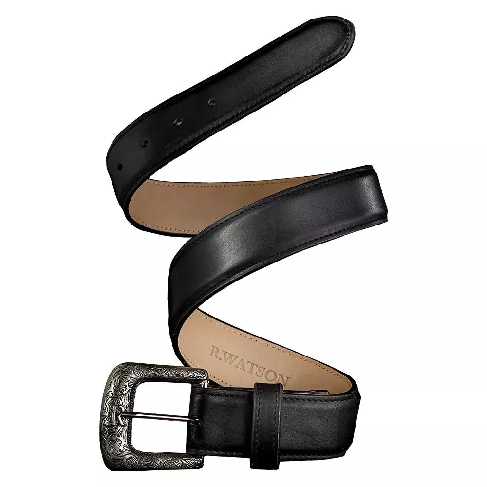 R. Watson Black Calf Skin Belt