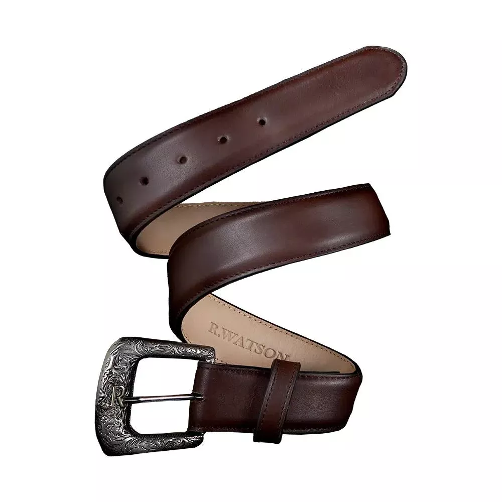 R. Watson Chocolate Calf Skin Belt
