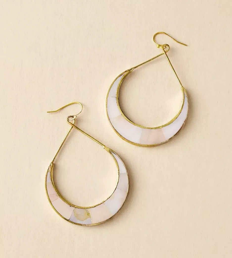 Rajani Crescent Mother of Pearl Hoop Earrings
