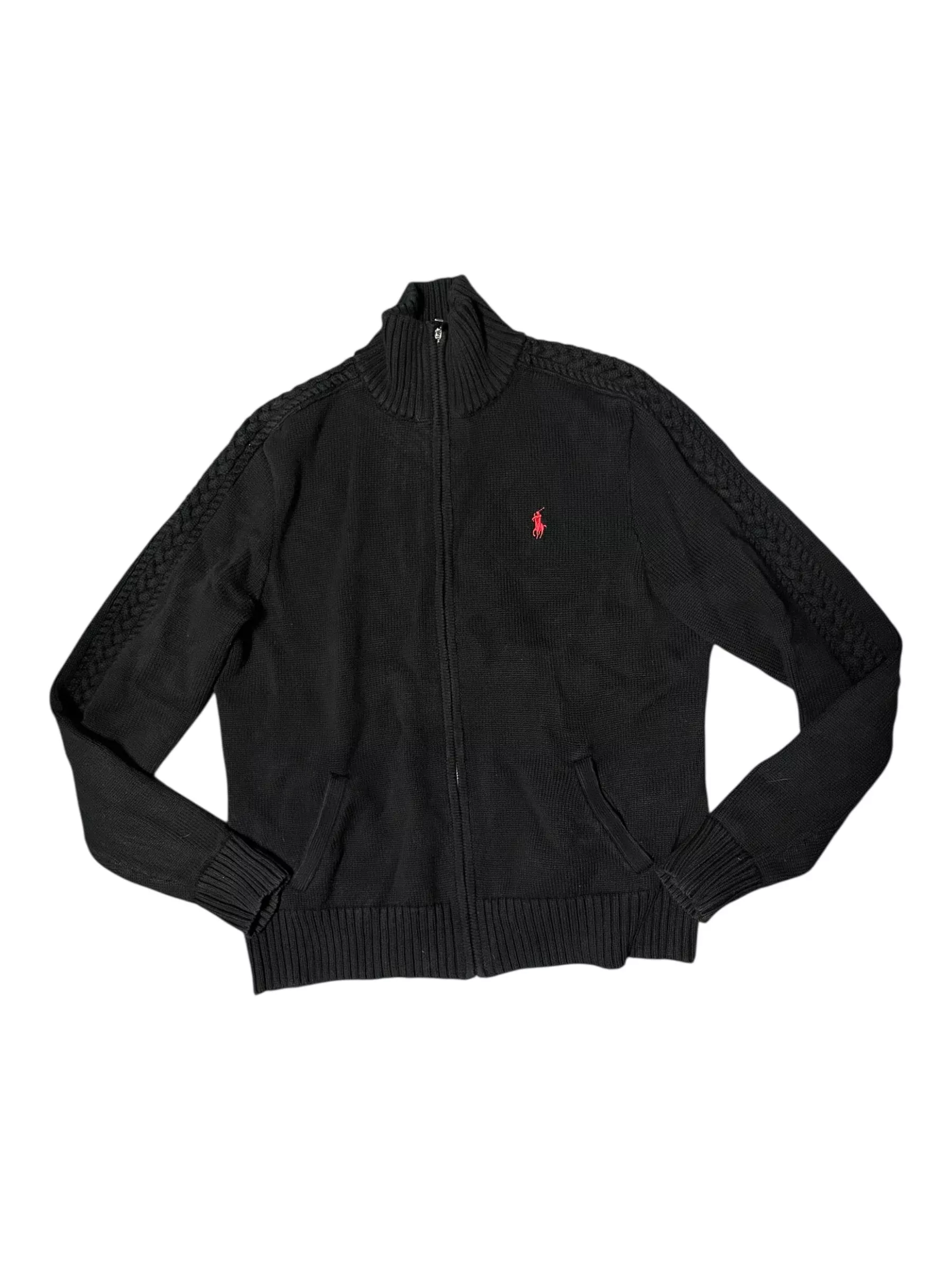 Ralph Lauren Knit Zip Jacket - Black - XL - USED