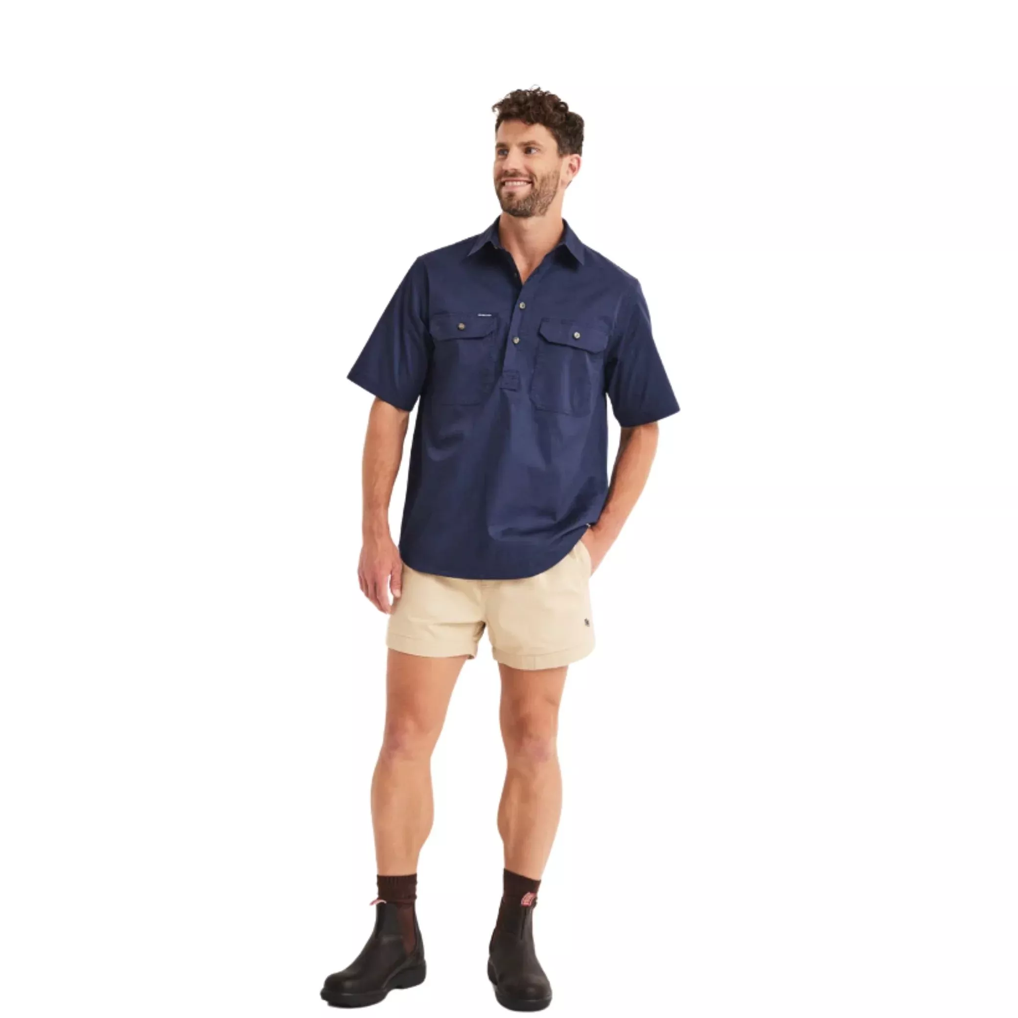 RB Sellars Mens Burton Half Button Short Sleeve Light Weight Workshirt