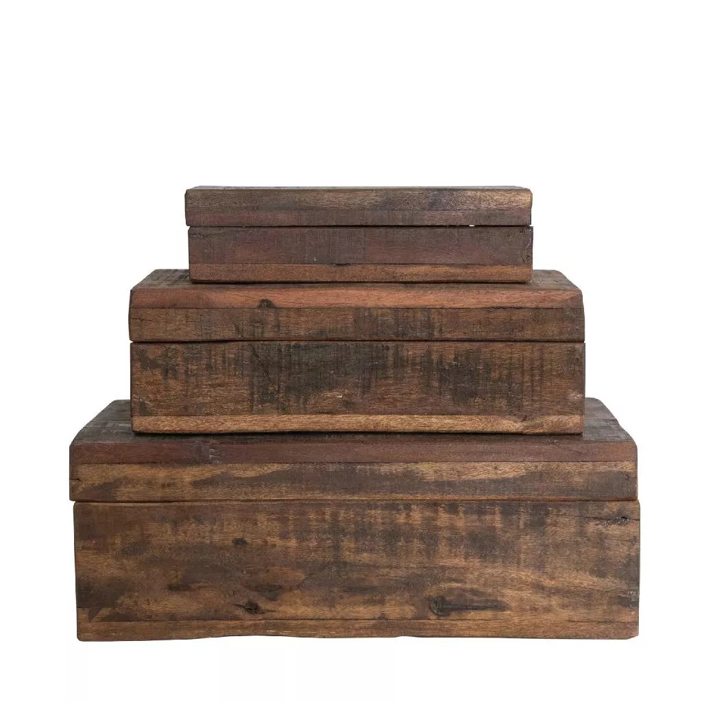 Reclaimed Wood Boxes Set of 3