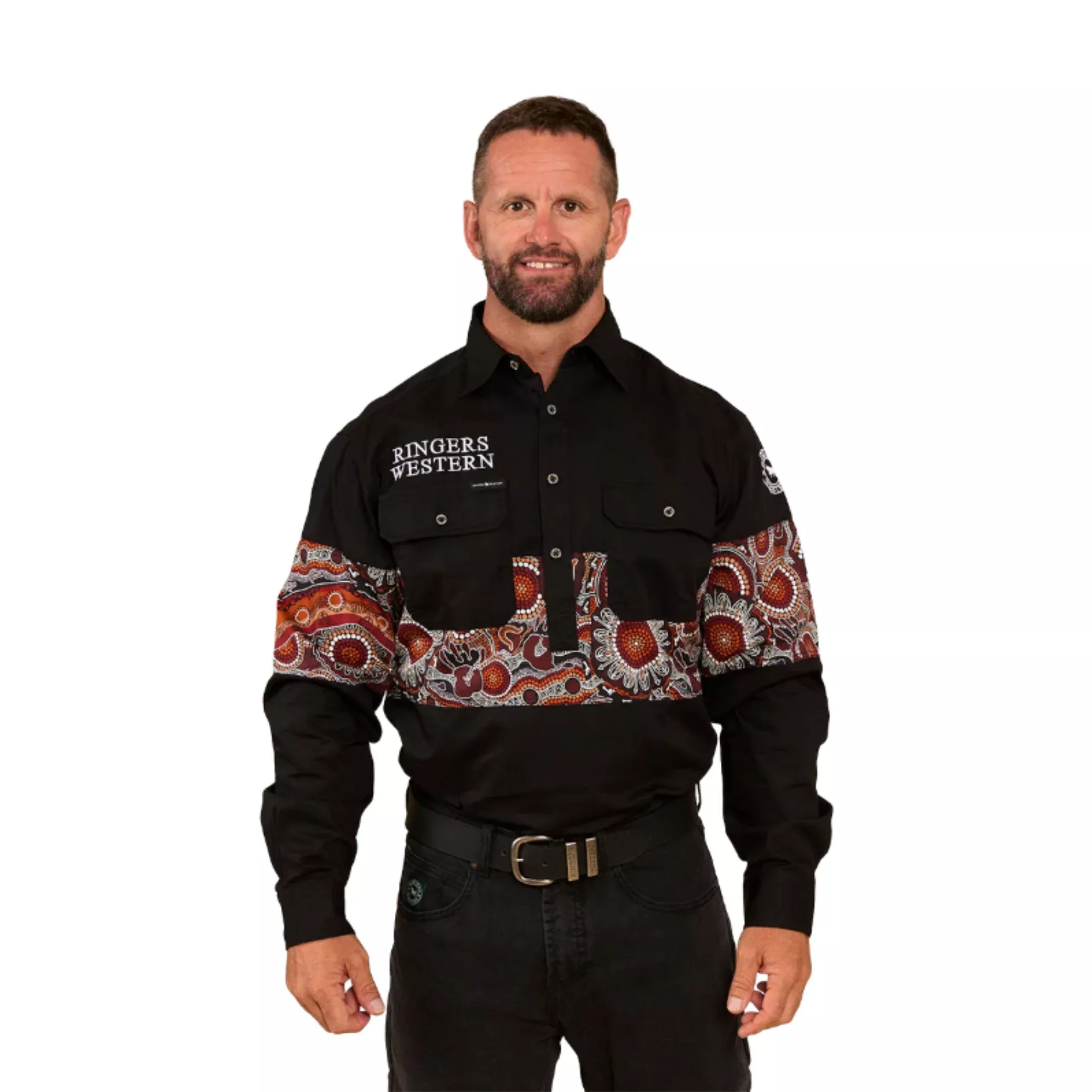 Ringers Western Mens Walkabout Warrior Half Button Work Shirt