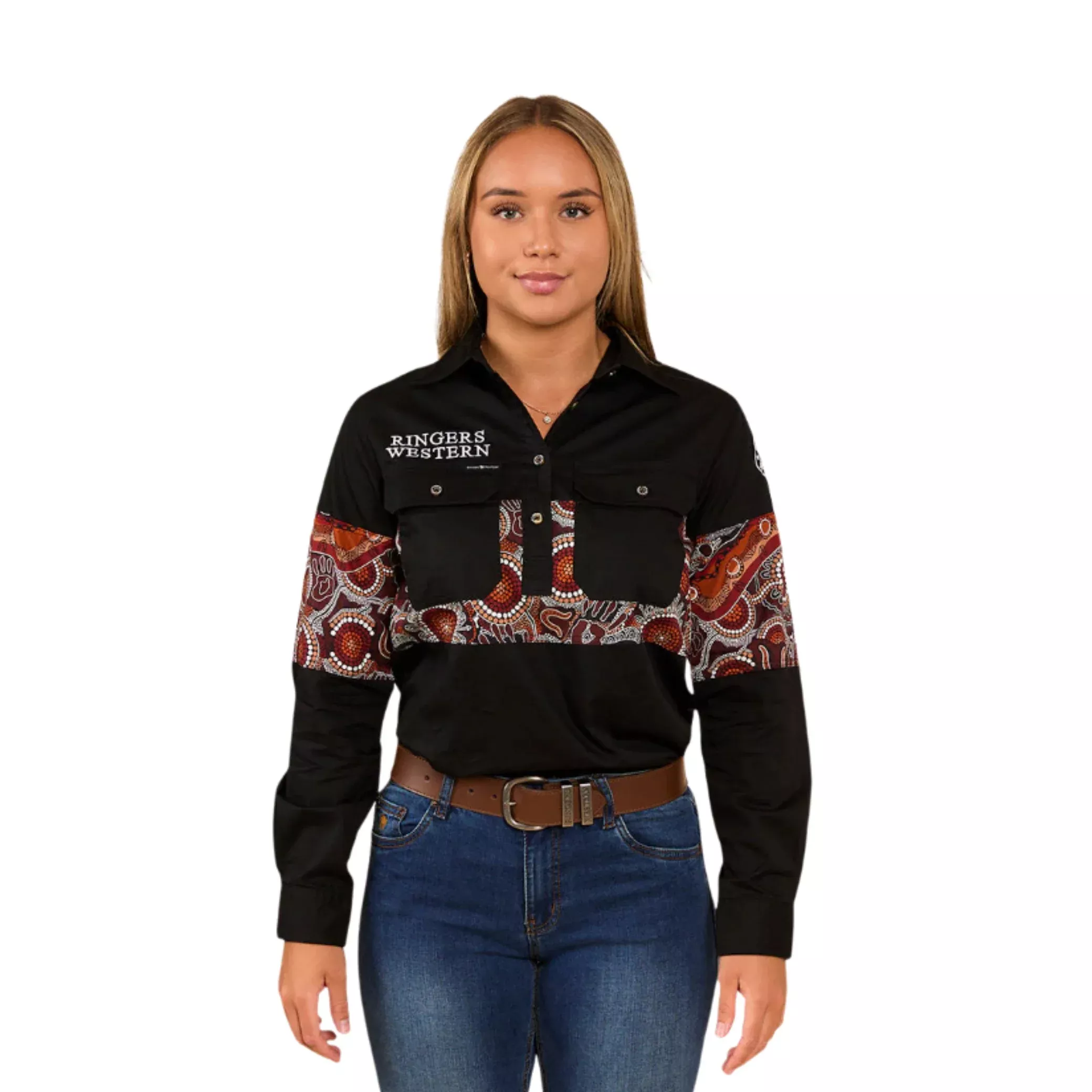 Ringers Western Womens Walkabout Warrior Half Button Work Shirt