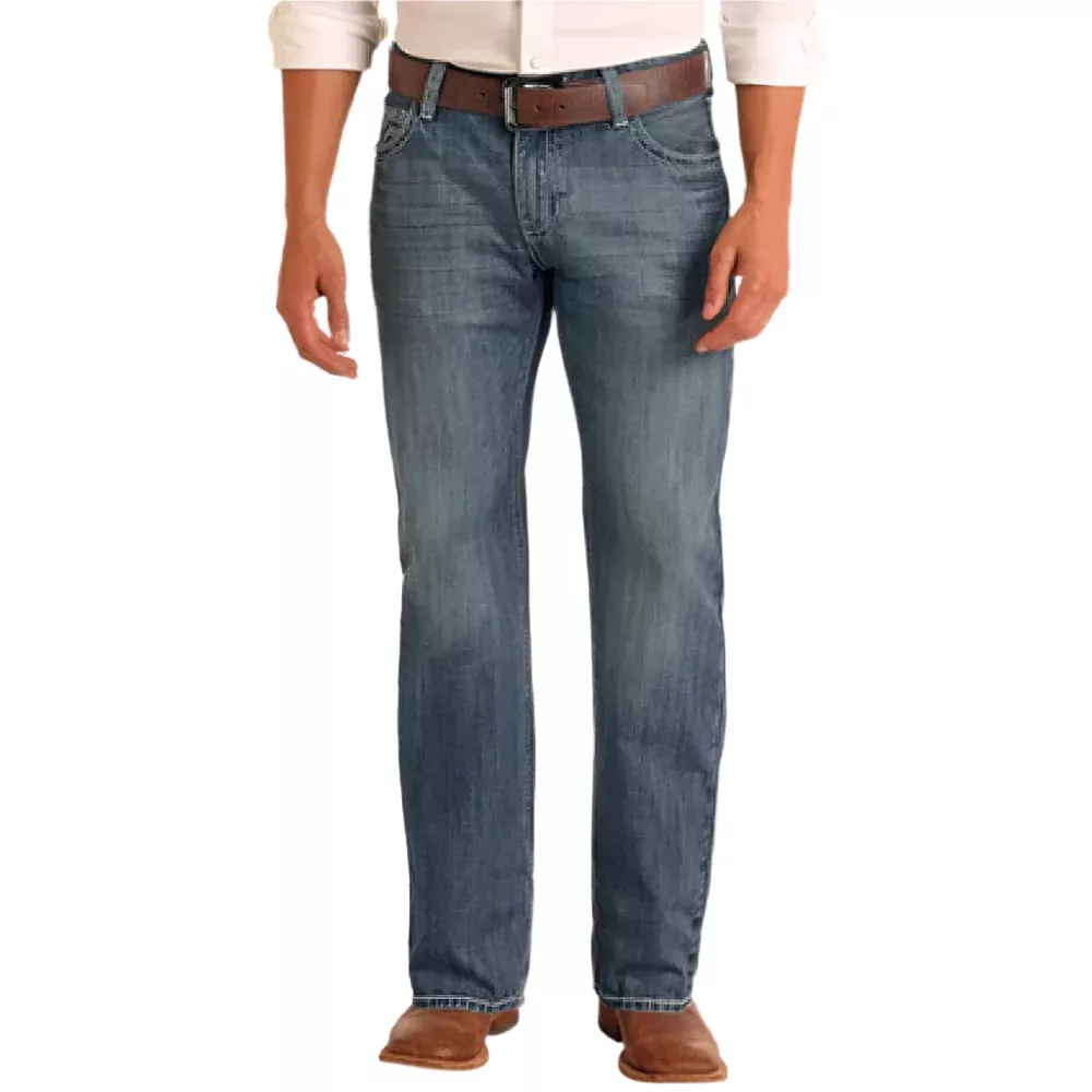 Rock & Roll Denim Men's Double Barrel Straight Boot Cut Jeans