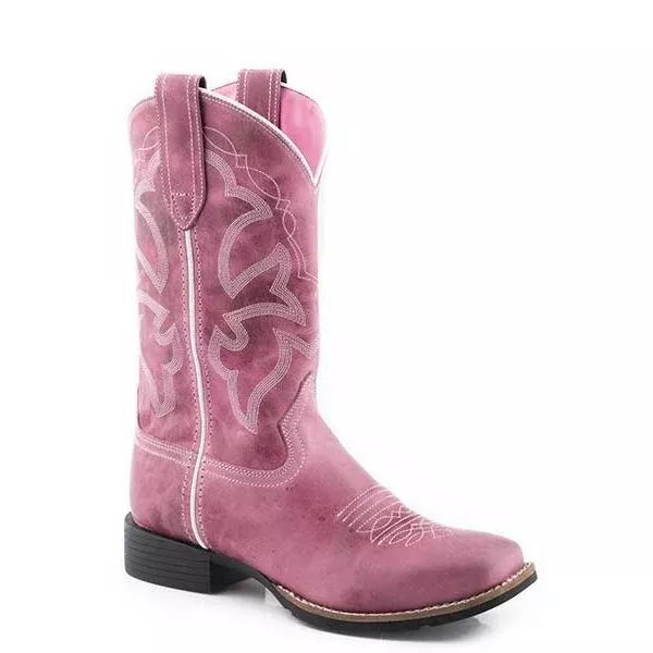 Roper Kids Monterey Boots Pink Burnished Leather