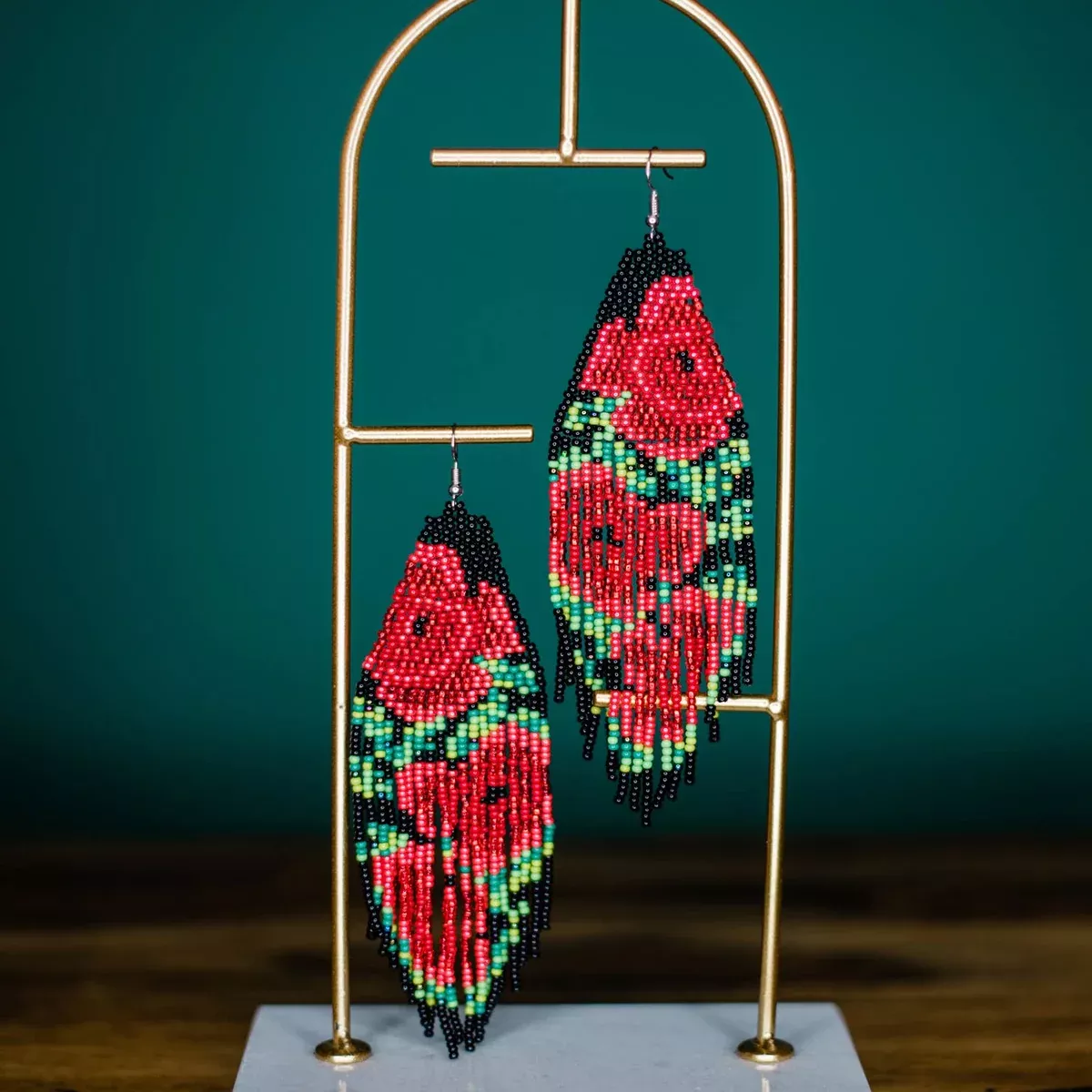 Rose Beaded Earrings