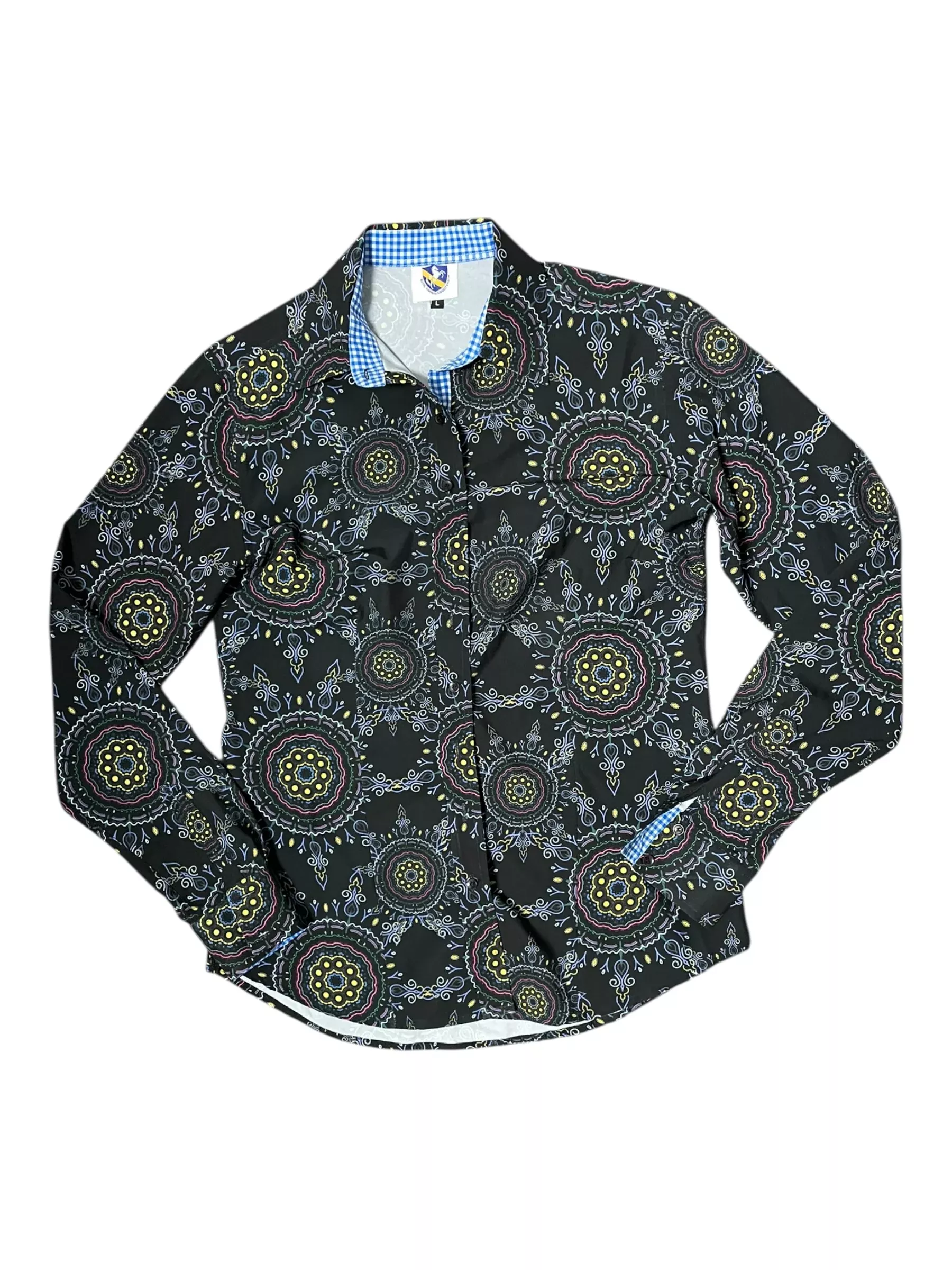 Royal Highness Button Day Shirt - Black/Multi Print - L - USED