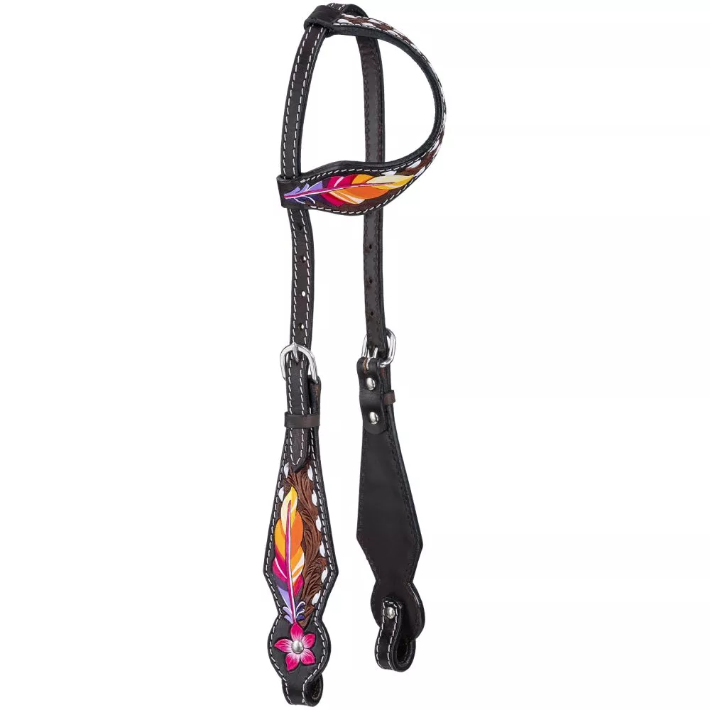 Royal King Feather & Flower Single Ear Headstall
