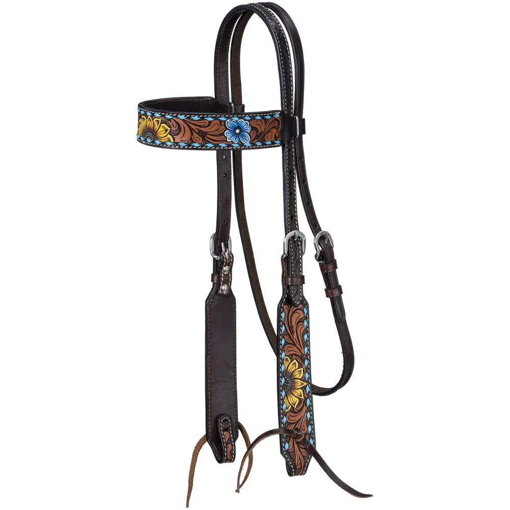 Royal King Sunflower & Buckstitch Browband Headstall