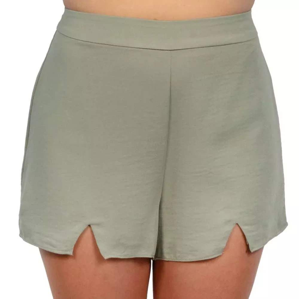 Satin Front Slit Shorts - FINAL SALE