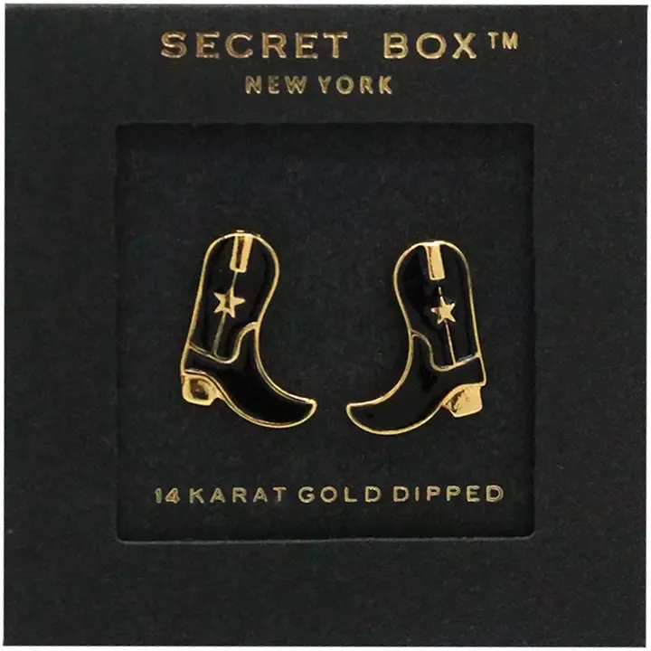 Secret Box Enamel Cowboy Stud Earrings