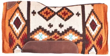 Showman 34" x 36" Brown and Orange memory felt bottom saddle pad