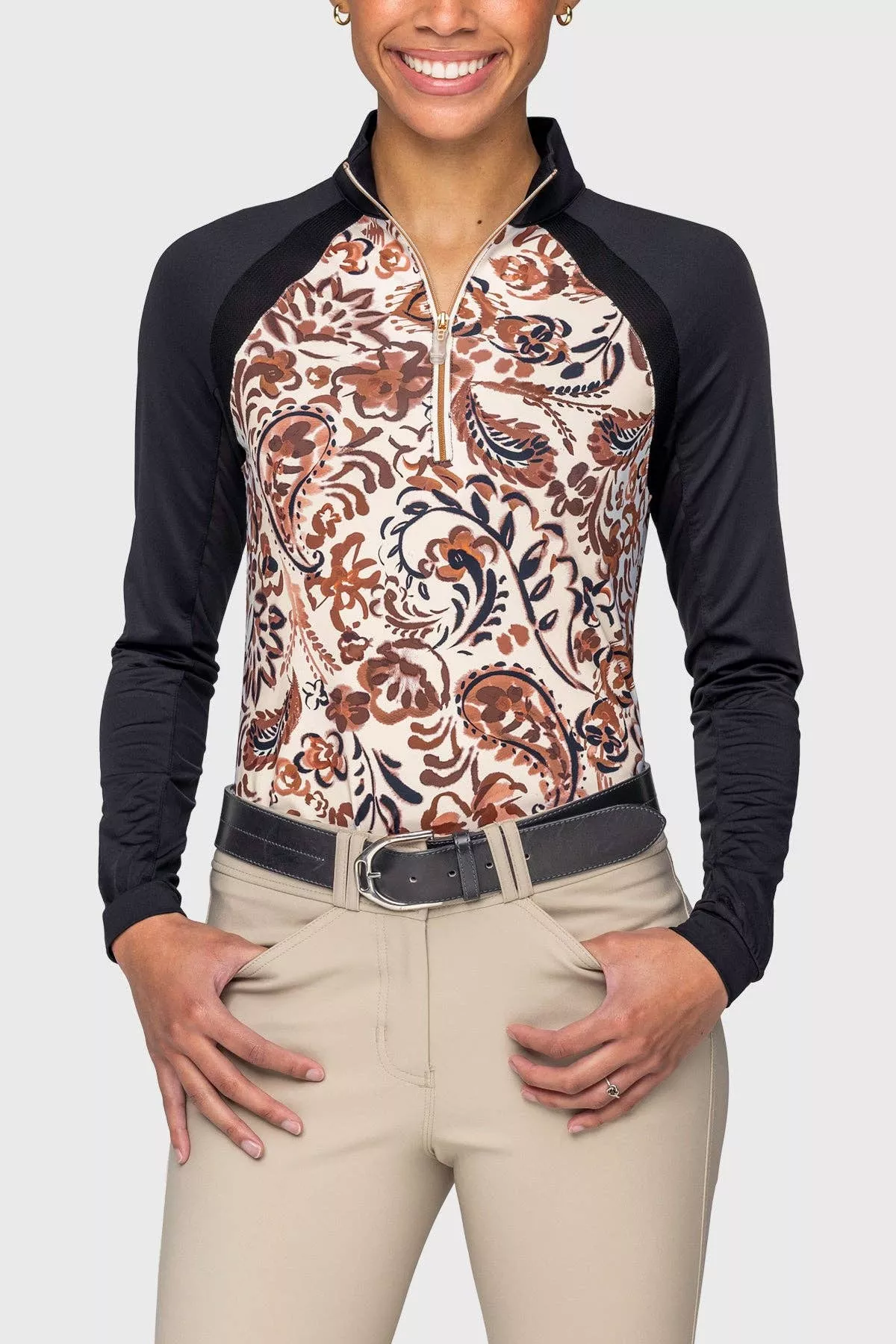Sienna Ikat Performance Raglan Long Sleeve 1/4 Zip Sun Shirt