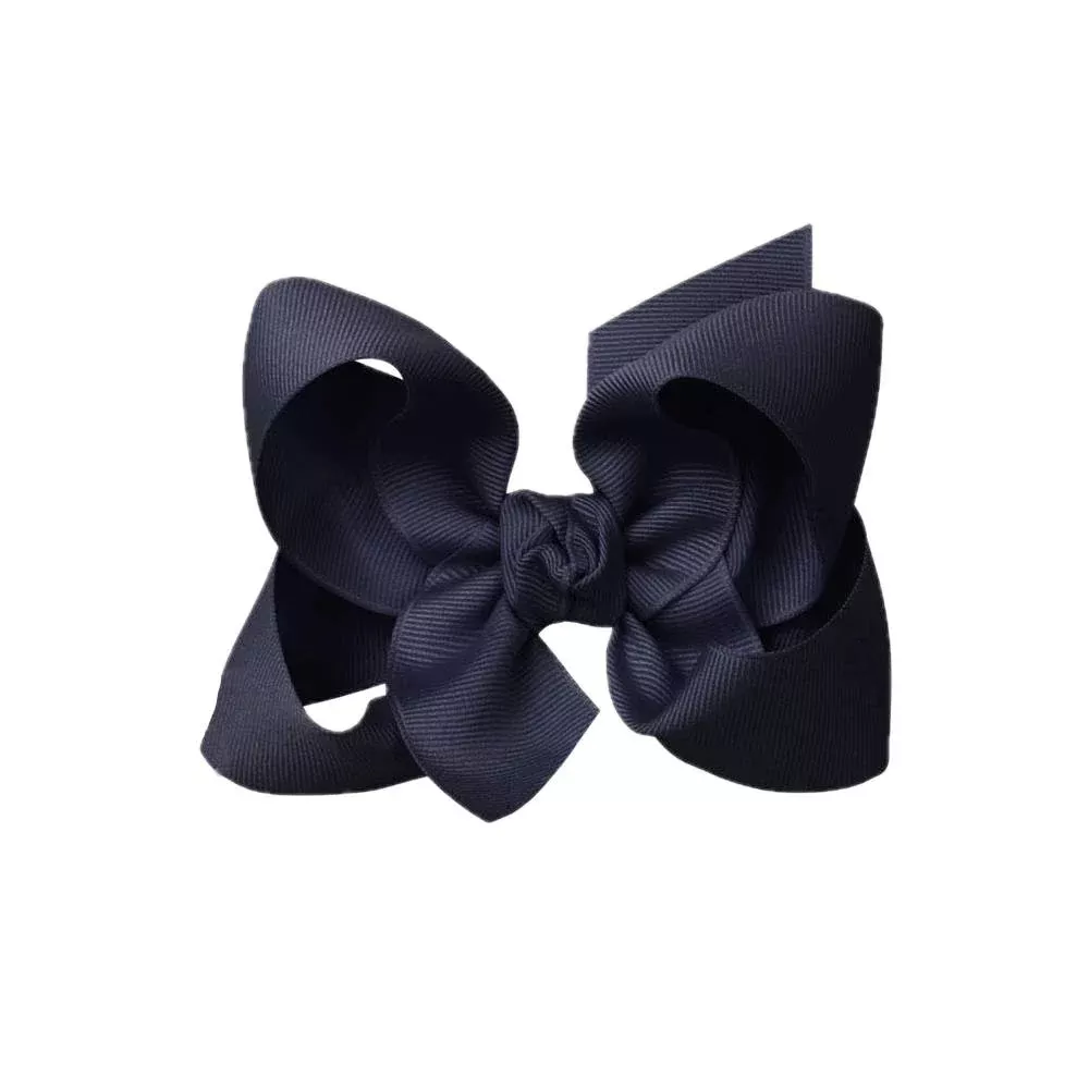 Signature Grosgrain Bow on Clip - 4.5" Dark Navy