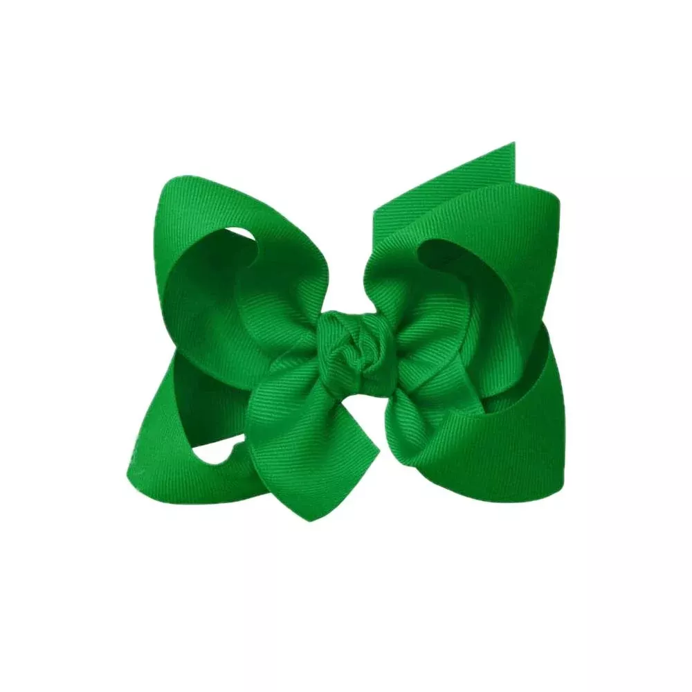 Signature Grosgrain Bow On Clip - 4.5" Emerald