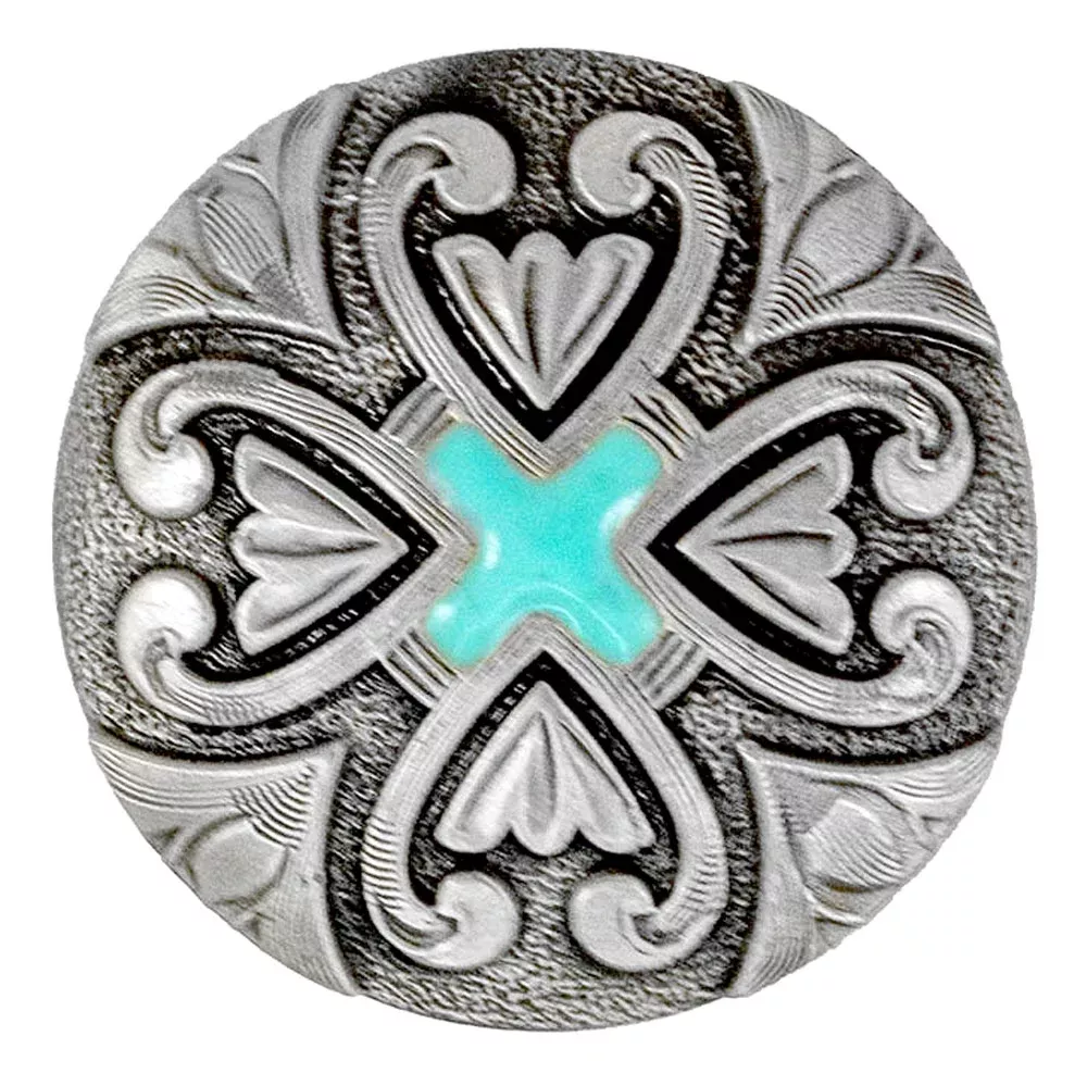 Silver Filigree Concho with Turquoise Accent