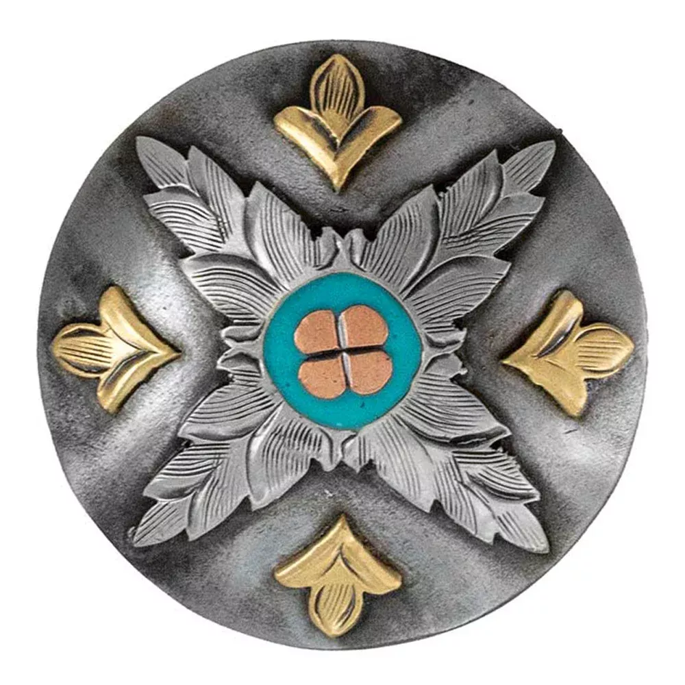 Silver Floral Concho w/Turquoise Center