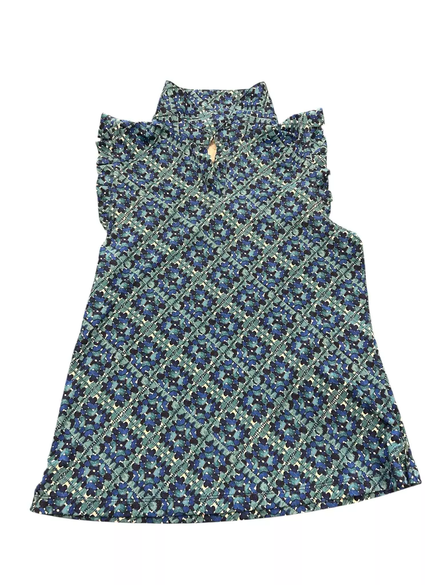 Sleeveless Ruffle Top - Blue Print - Medium - USED