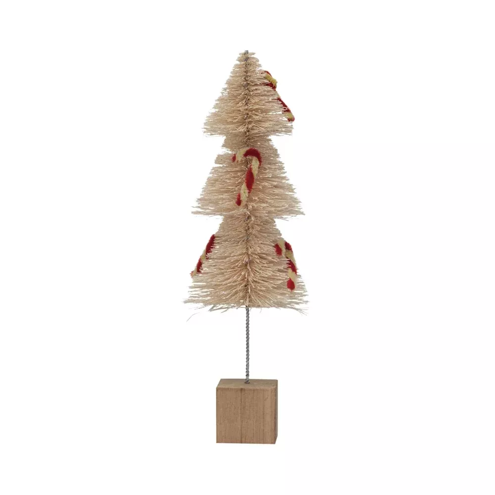 Small Sisal Bottle Brush Candy Cane Tree