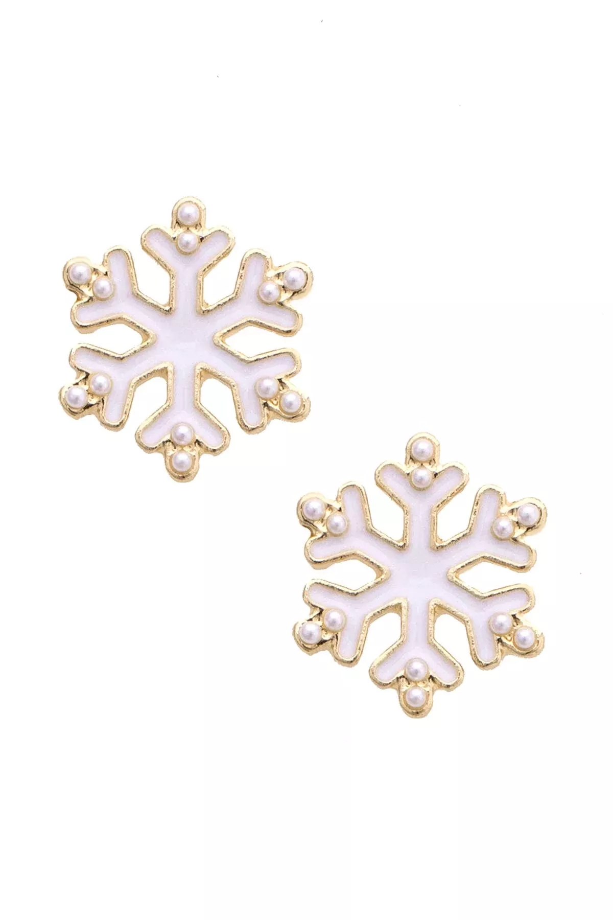 Snowflake Stud Earrings in White