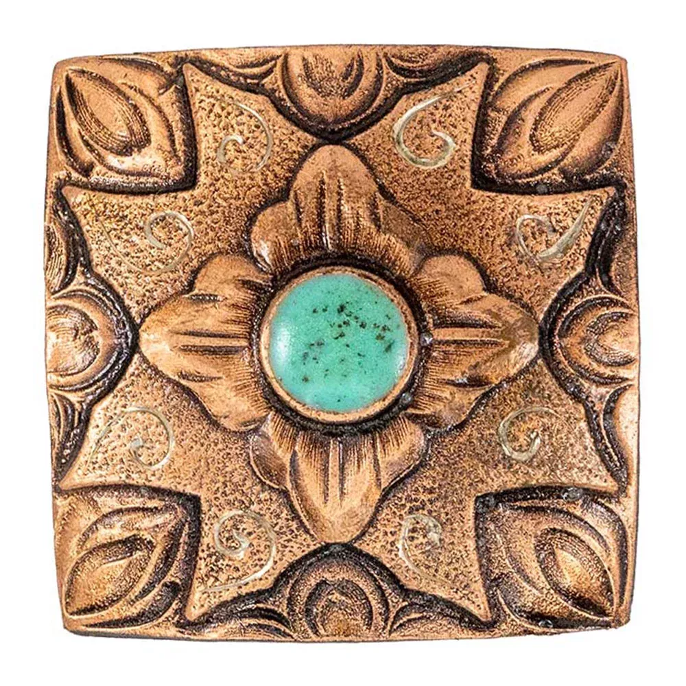 Square Copper Flower Concho