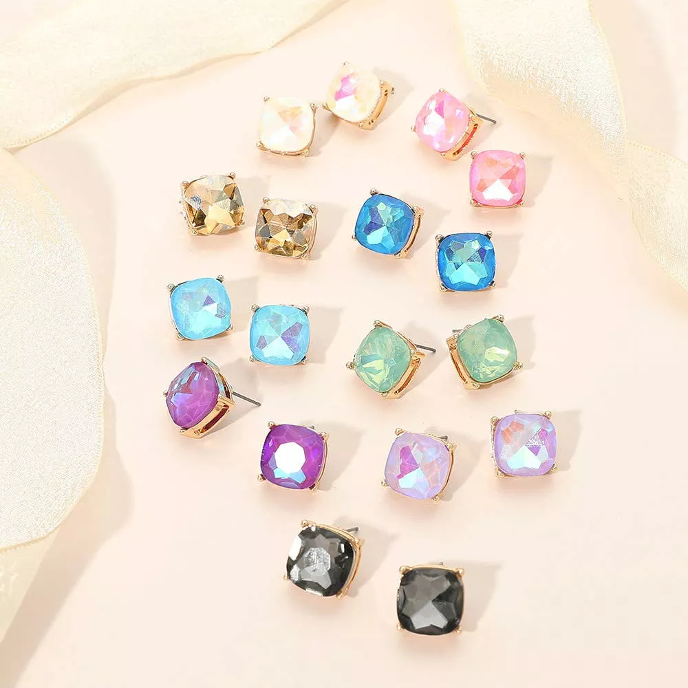 Square Cushion Stud Earrings